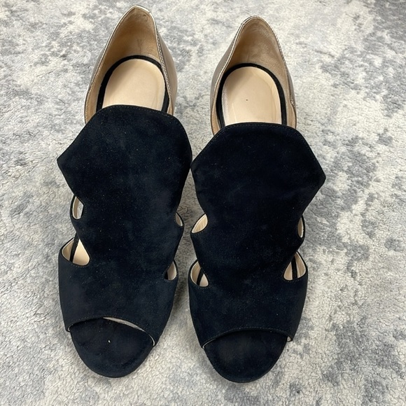 Jimmy Choo Black Suede Gold Toysen d’Orsay Leather Pumps Booties Sz 40 - Picture 4 of 15